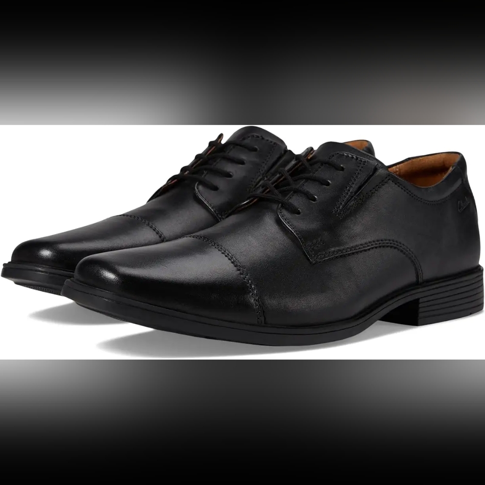 Clarks Collection Black Leather Oxfords